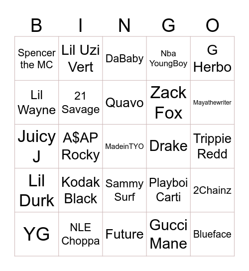 RAP BINGO Card