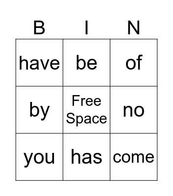 Orange Words Bingo Card