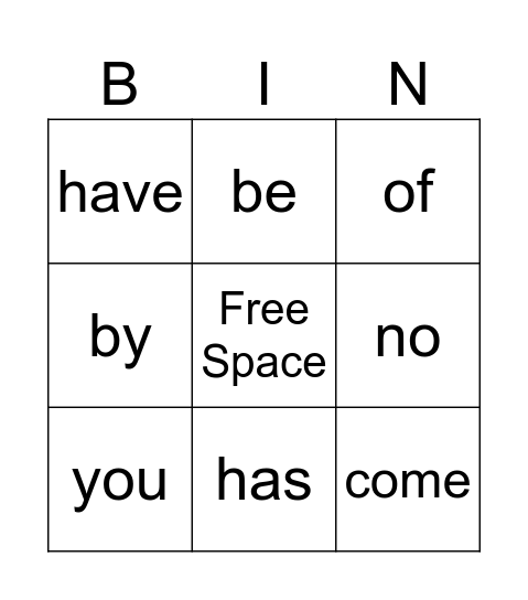 Orange Words Bingo Card