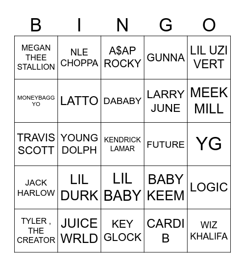 RAP 2.0 Bingo Card