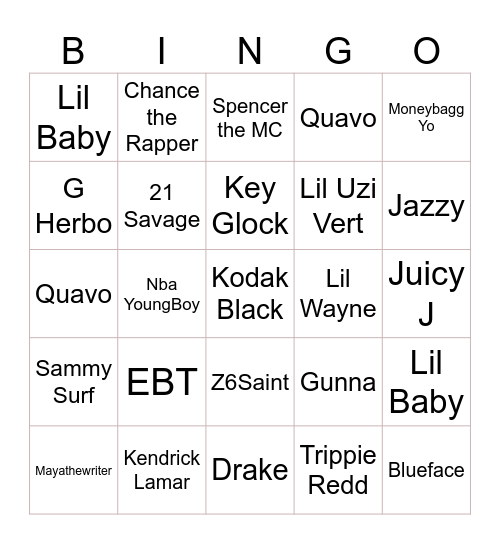 RAP BINGO Card