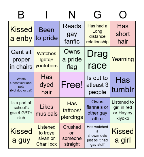 Gay Bingo Card