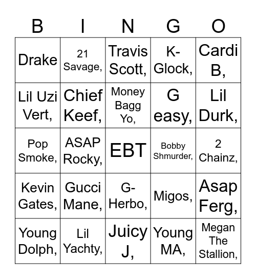 TRAP Bingo Card