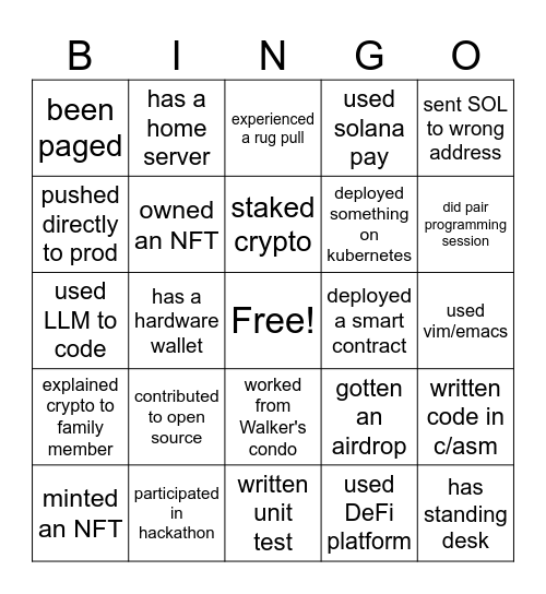 HM Bingo Card