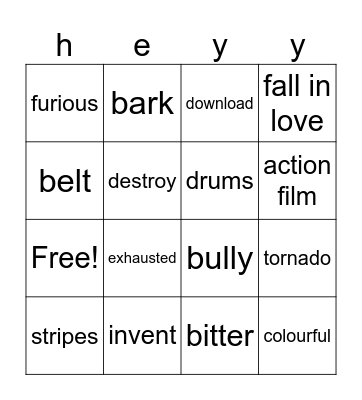 go getter 4 vocab Bingo Card
