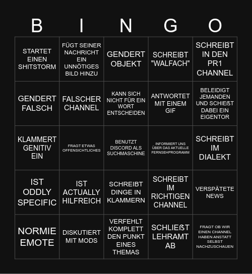 PHOTONIE BINGO Card