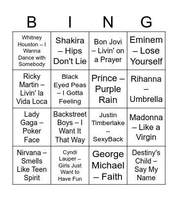 Familiedag Muziekbingo 2024 Bingo Card