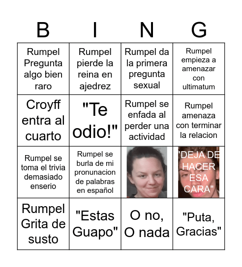 Rumpel Bingo Card