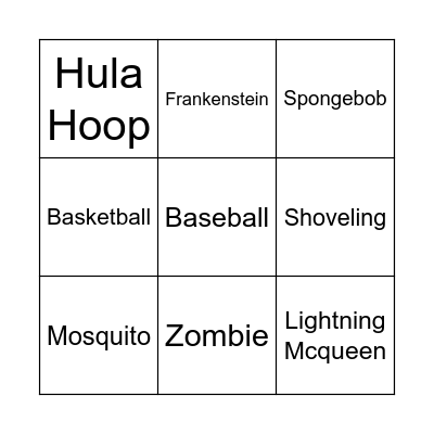 Charades Bingo Card