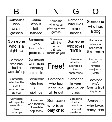 Human Bingo Card