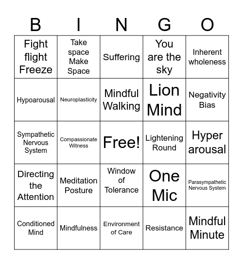 Bingo Review #1 Bingo Card