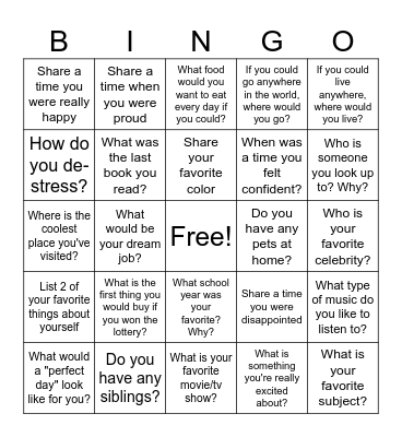 Lunch Time Bingo! Bingo Card