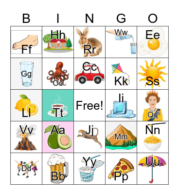 Alphabet Bingo (images only) Bingo Card