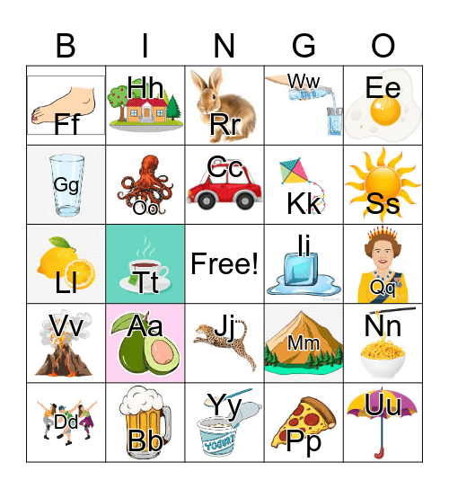Alphabet Bingo (images only) Bingo Card