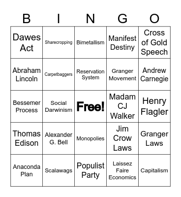 Topic 1-4 Bingo Card