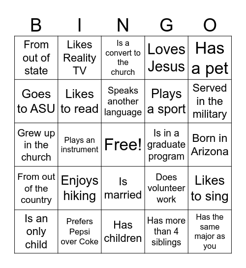 Find Someone Who... Bingo Card