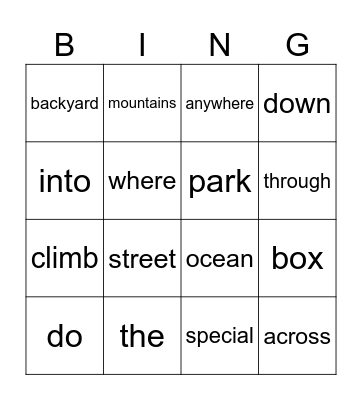 The Box Bingo Card