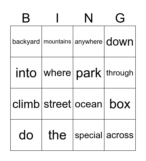 The Box Bingo Card