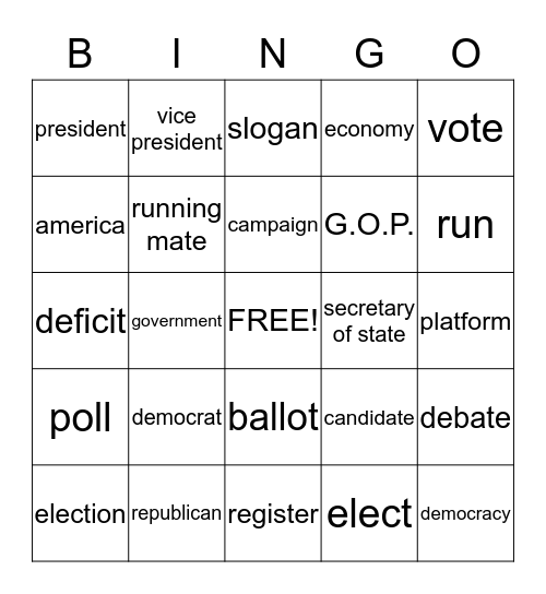 ELECTION BINGO Card