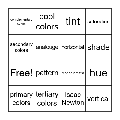 Art Bingo Card