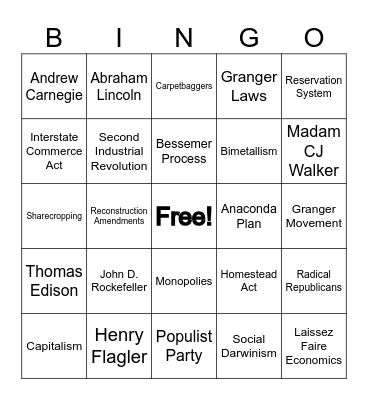 Topic 1-4 Bingo Card