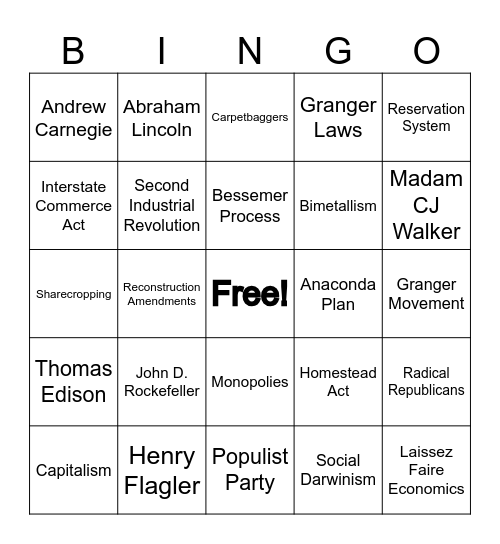 Topic 1-4 Bingo Card