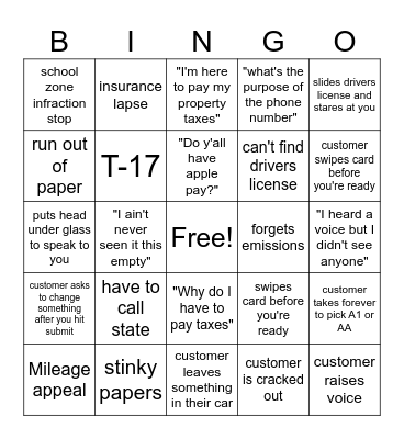 Tag Office Bingo Card