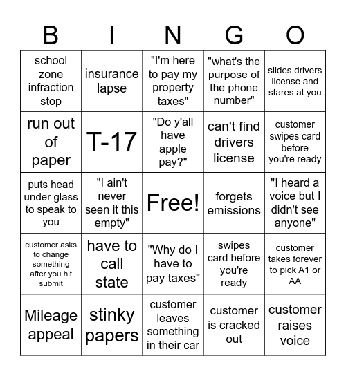 Tag Office Bingo Card