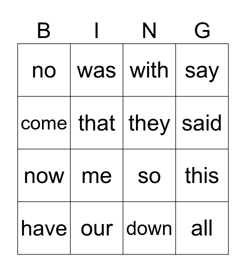 Countdown 16-22 Bingo Card