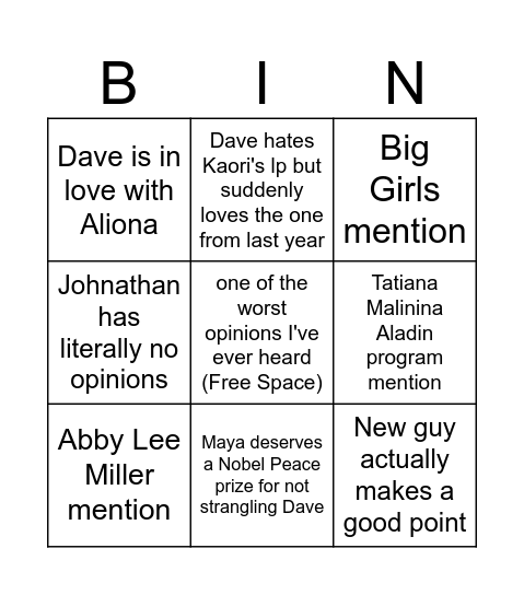 TSL this and that bingo board Bingo Card