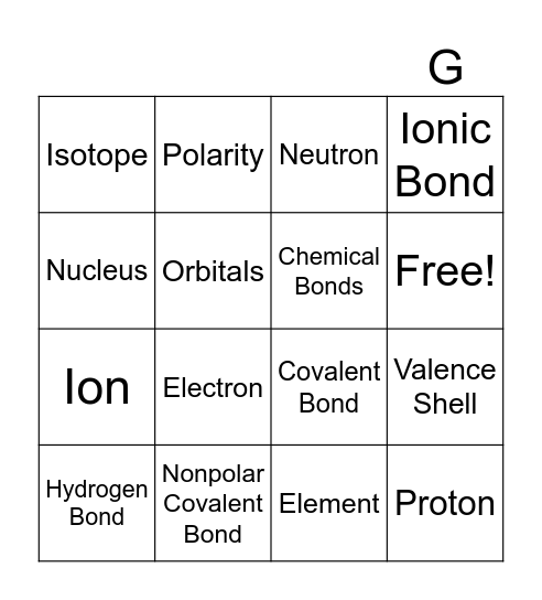 Bonding Bingo Card