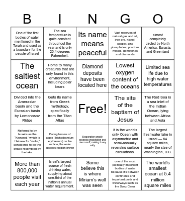 oceanography bingo Card