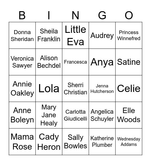 LEADING LADIES 16 BAR Bingo Card