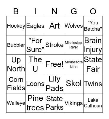 Minnesota Bingo  Bingo Card