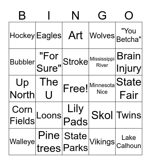 Minnesota Bingo  Bingo Card