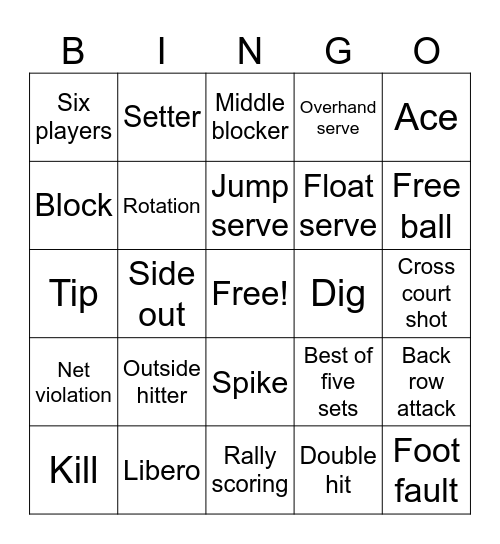 VolleyBingo Card