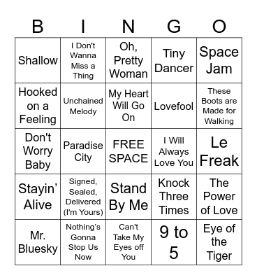 Songs From Movies Bingo Card