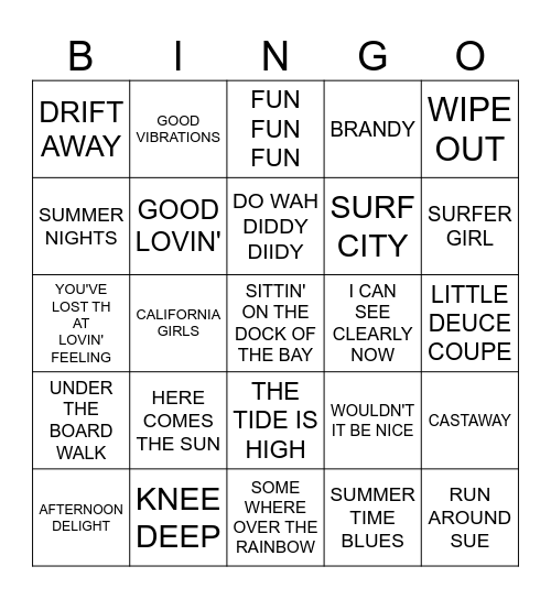 BEACH BINGO Card