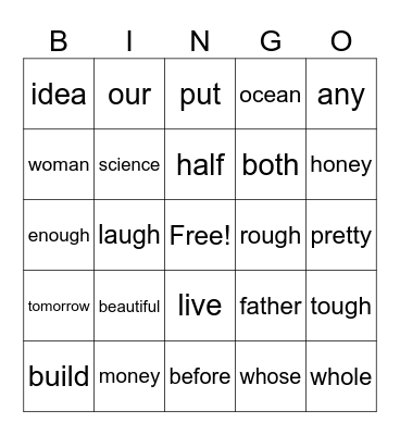 82 Bingo Card
