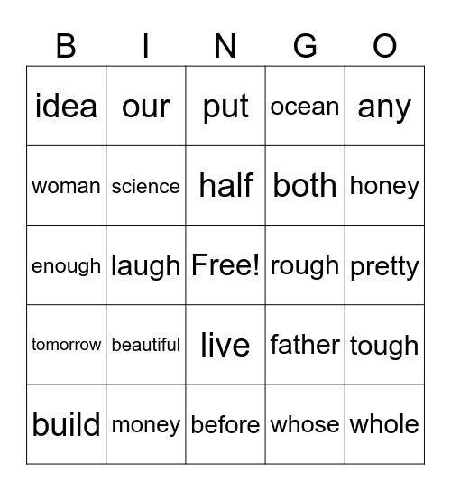 82 Bingo Card
