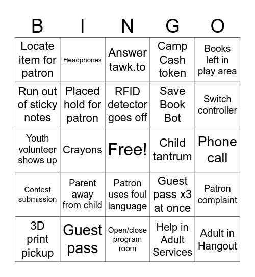 Desk Bingo Card