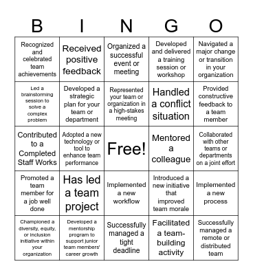 DSS Leadership Bingo Card