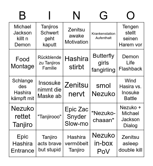 Demon Slayer S4 Bingo Card