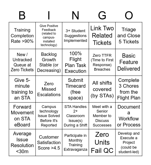 Infra & Ops 16 Sept - 27 Sept Revision 4 Bingo Card