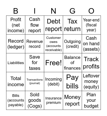 SIMPLE ACCT BINGO Card