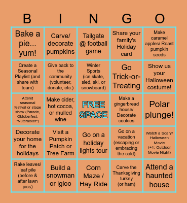 Fall & Winter BINGO Card