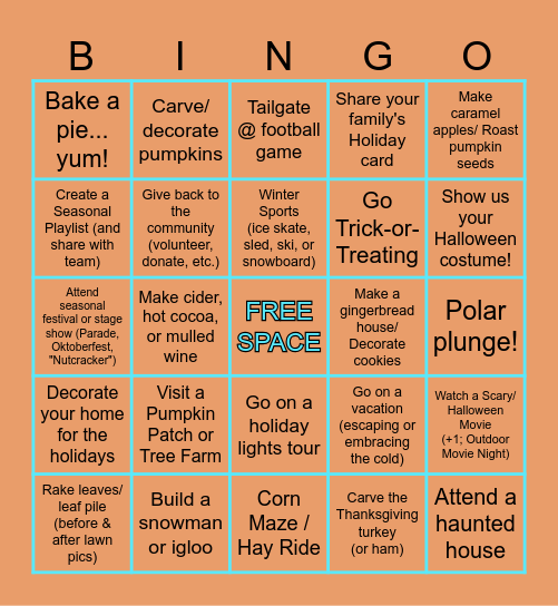 Fall & Winter BINGO Card