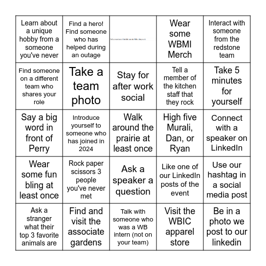 GIT Socializing Bingo Card