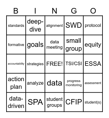 SPA PD Bingo Card Bingo Card