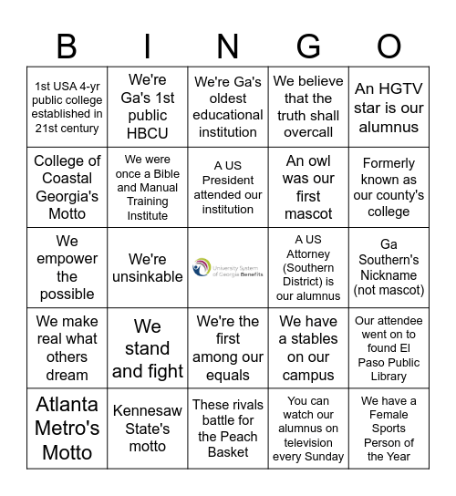 USG 2025 Open Enrollment Kickoff Bingo Card